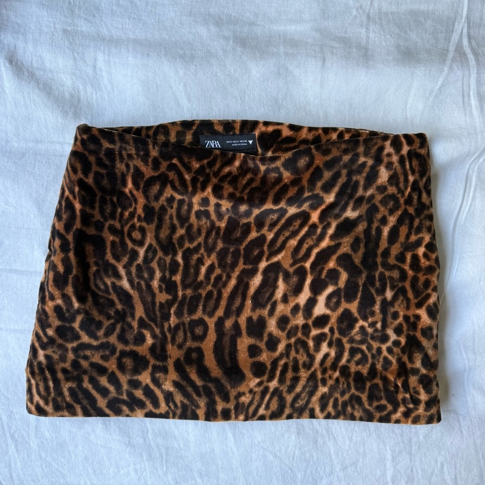 zara soft leopard mini skirt